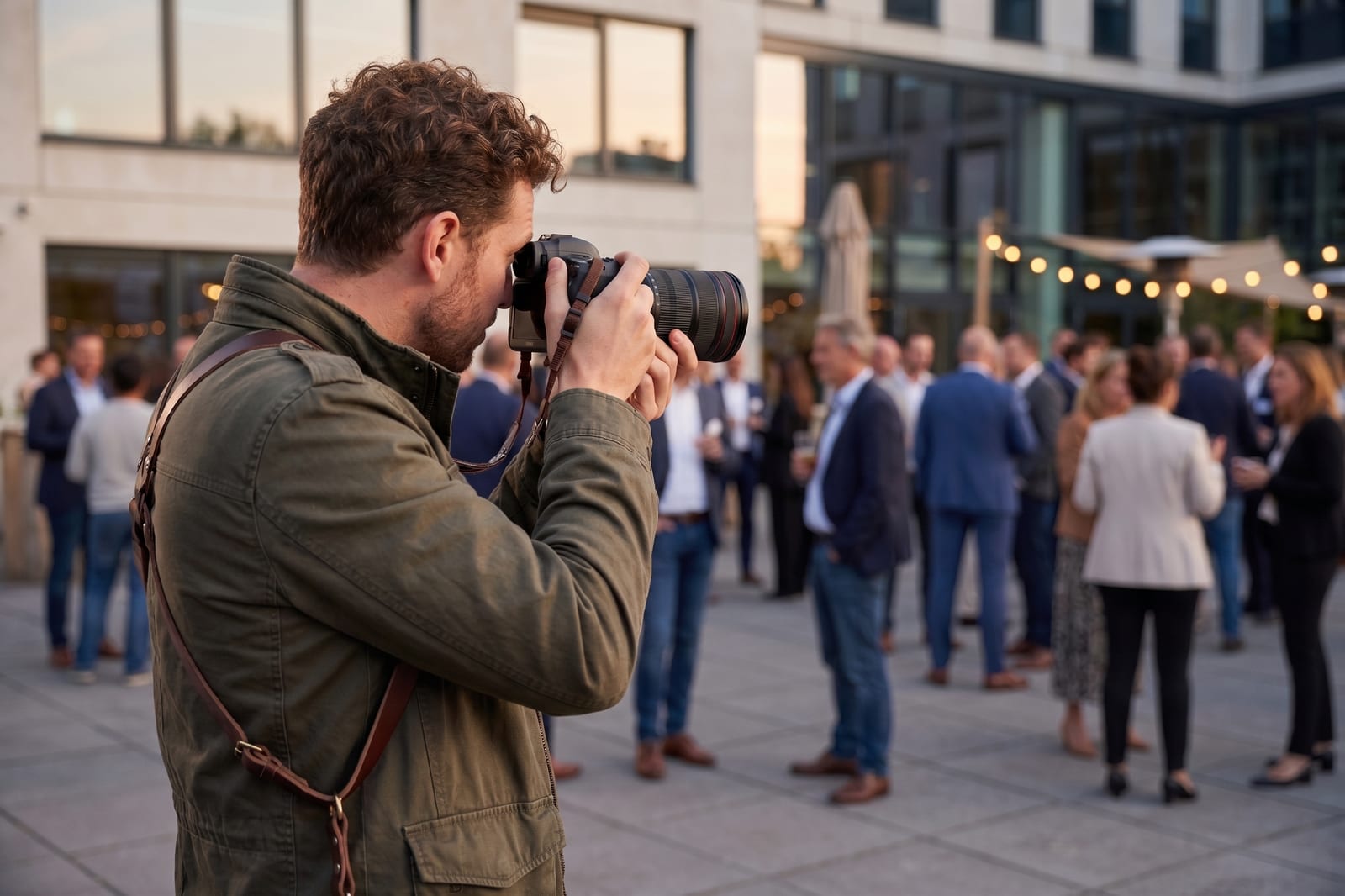 Fotograaf aan het werk tijdens een zakelijk evenement