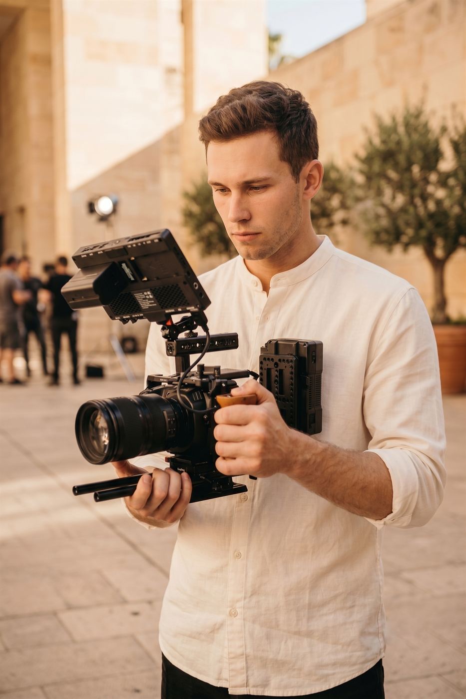 Fotograaf aan het werk die een offerte met Opdoffer verstuurt